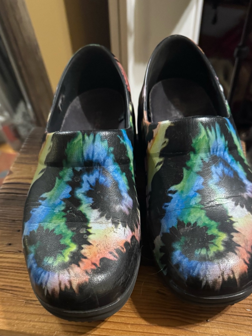 Black Tie-Dye Slip-On Clogs Crocs